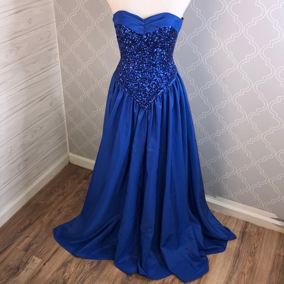 Vintage sweetheart neckline blue formal prom dress {{FREE SHIPPING}} - Picture 1 of 7